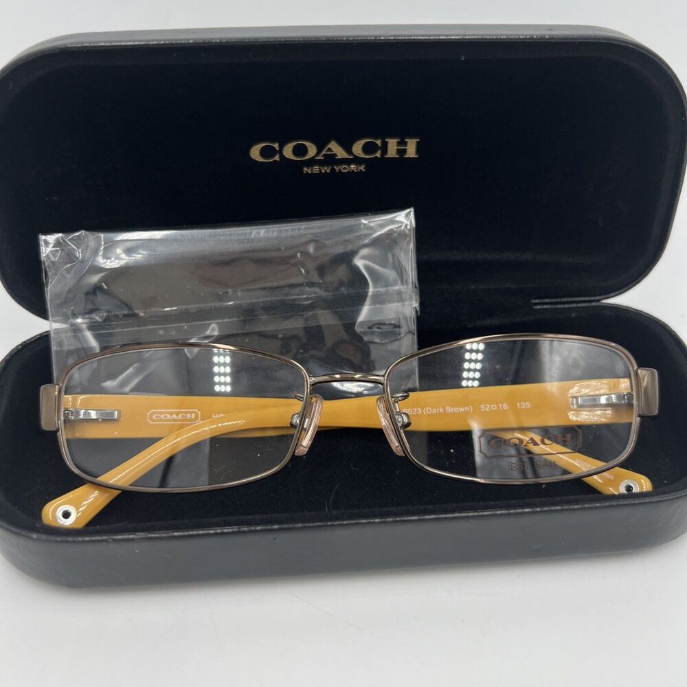 COACH HC 5001 TARYN DARK BROWN EYEGLASS FRAMES 52-16-135 NEW Logo Case Cloth